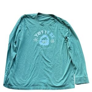 Life is Good Mens Yeti It Be Graphic Long Sleeve T-Shirt XL Green Dadcore